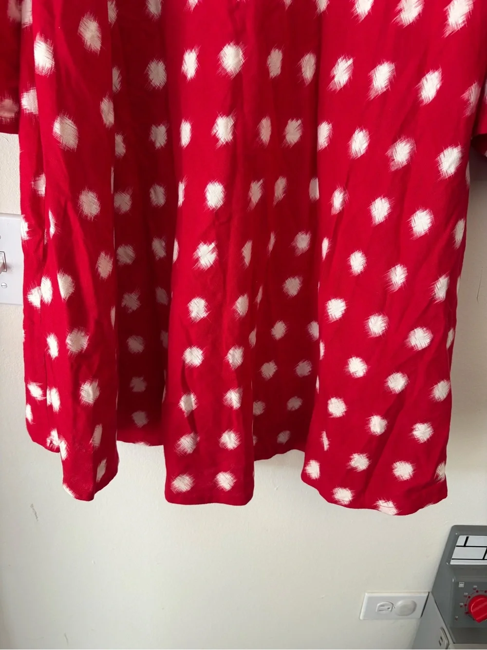 Red Polka Dot Swing Dress with Ruffle Sleeves